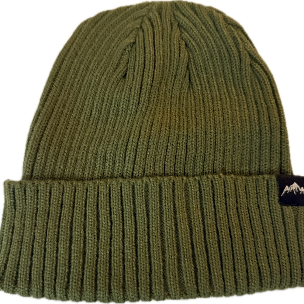 Olive Green Ribbed Knit Beanie – One Size – Winter / Streetwear Hat